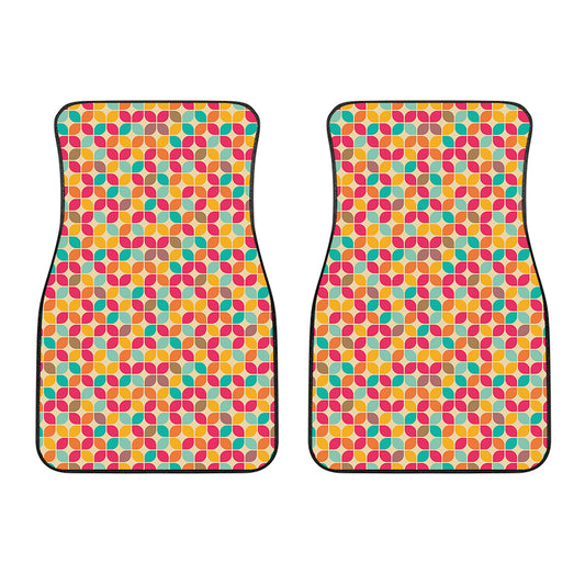 Retro Geometric Rounded Square Print Front Car Floor Mats