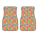 Retro Geometric Rounded Square Print Front Car Floor Mats