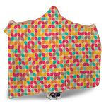 Retro Geometric Rounded Square Print Hooded Blanket