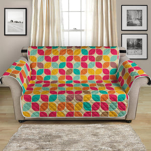 Retro Geometric Rounded Square Print Loveseat Protector