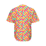 Retro Geometric Rounded Square Print Men's Baseball Jersey