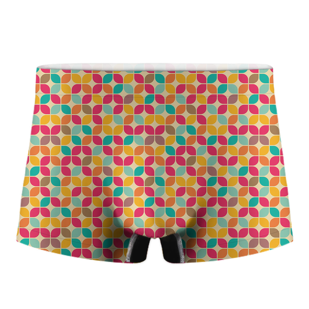 Retro Geometric Rounded Square Print Men's Boxer Briefs