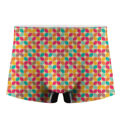 Retro Geometric Rounded Square Print Men's Boxer Briefs