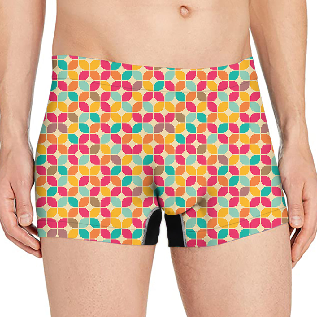 Retro Geometric Rounded Square Print Men's Boxer Briefs