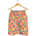 Retro Geometric Rounded Square Print Men's Shorts