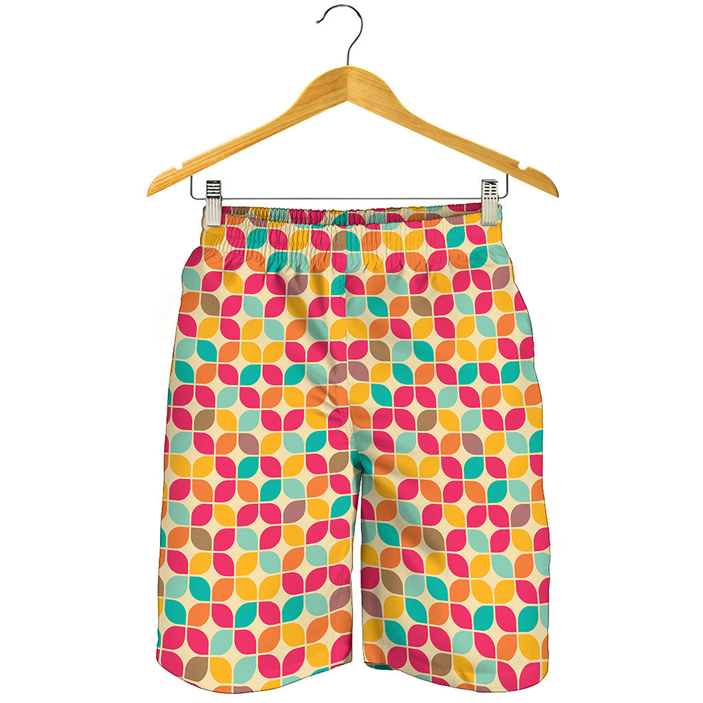 Retro Geometric Rounded Square Print Men's Shorts