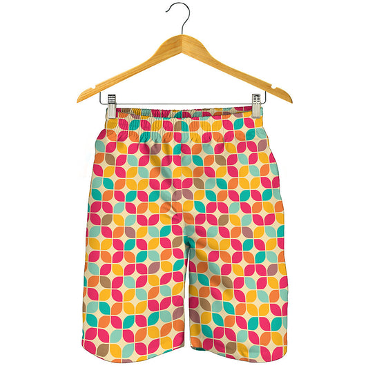 Retro Geometric Rounded Square Print Men's Shorts