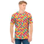 Retro Geometric Rounded Square Print Men's T-Shirt