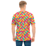 Retro Geometric Rounded Square Print Men's T-Shirt