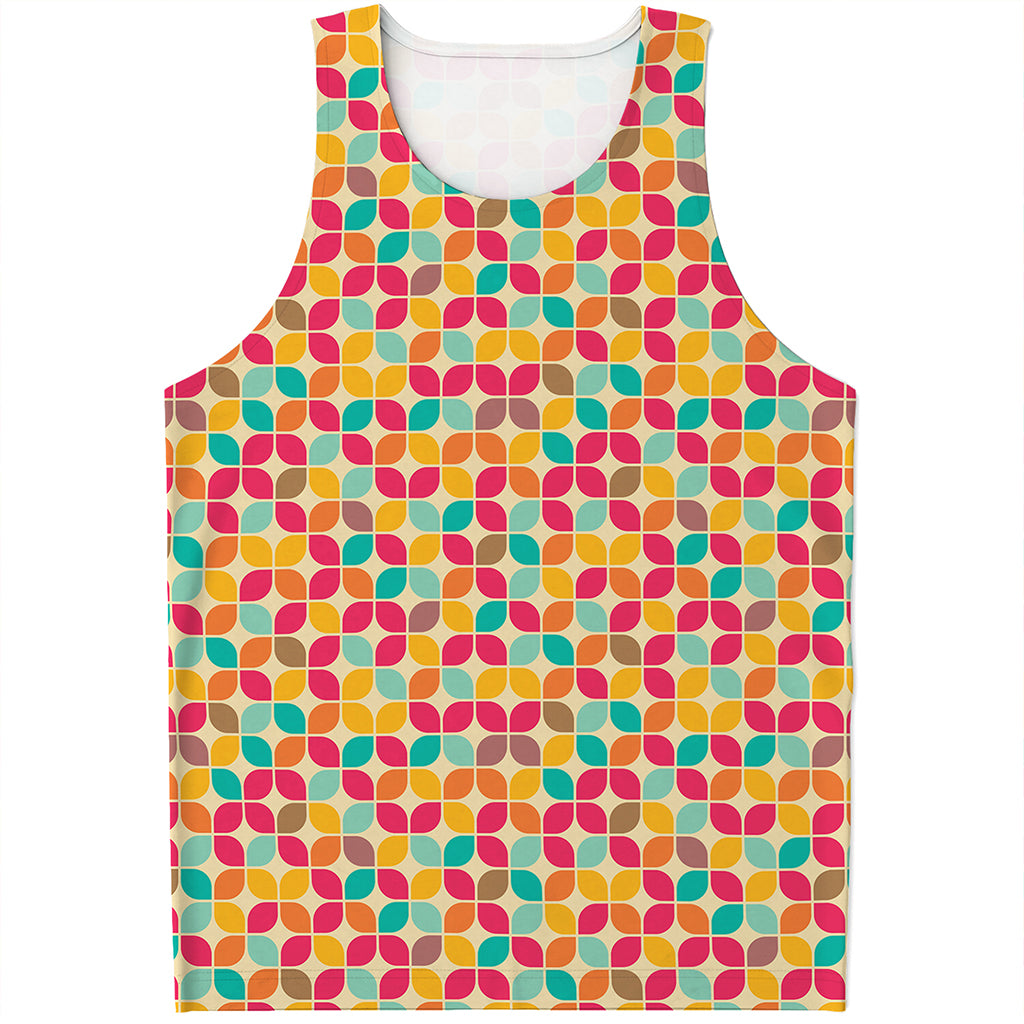 Retro Geometric Rounded Square Print Men's Tank Top
