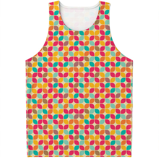 Retro Geometric Rounded Square Print Men's Tank Top