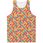 Retro Geometric Rounded Square Print Men's Tank Top