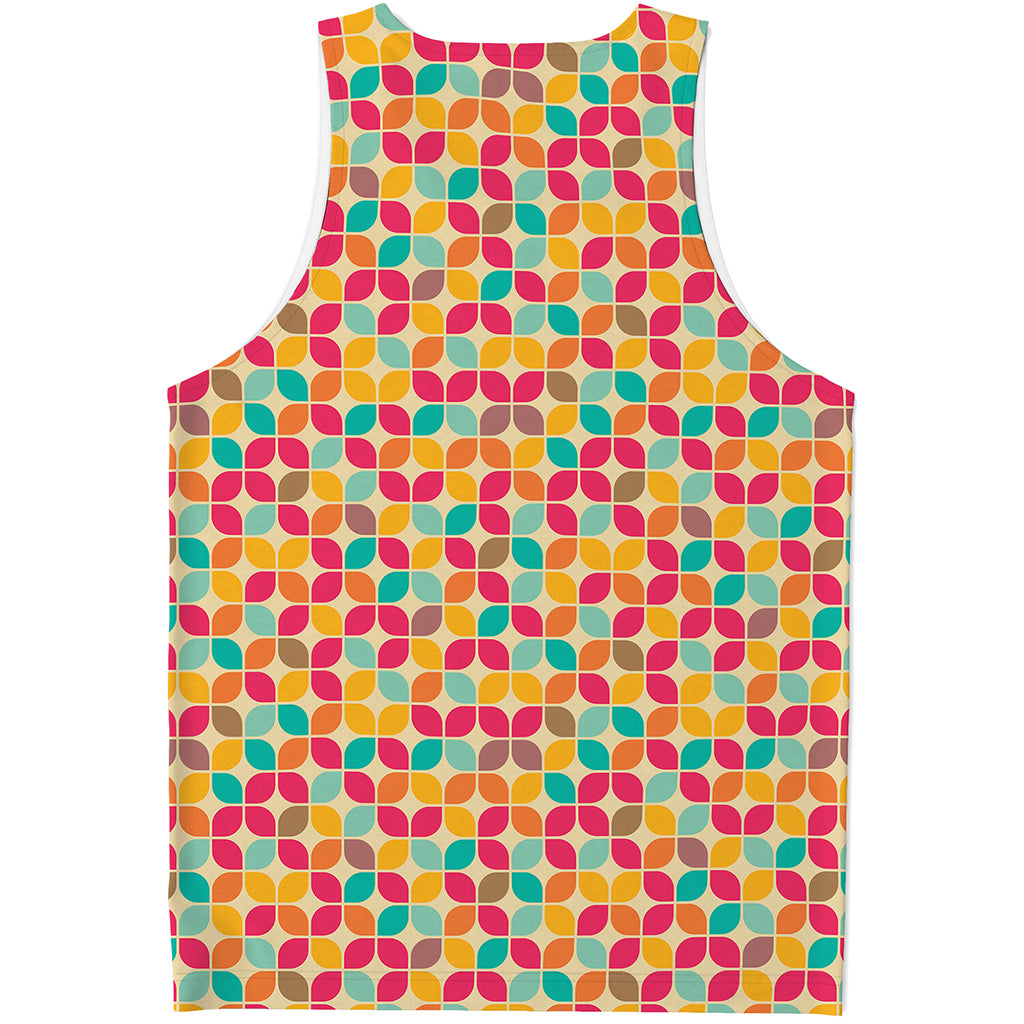 Retro Geometric Rounded Square Print Men's Tank Top