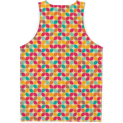 Retro Geometric Rounded Square Print Men's Tank Top