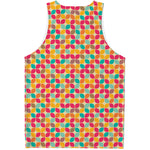 Retro Geometric Rounded Square Print Men's Tank Top