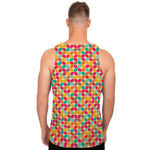 Retro Geometric Rounded Square Print Men's Tank Top