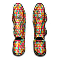 Retro Geometric Rounded Square Print Muay Thai Shin Guards