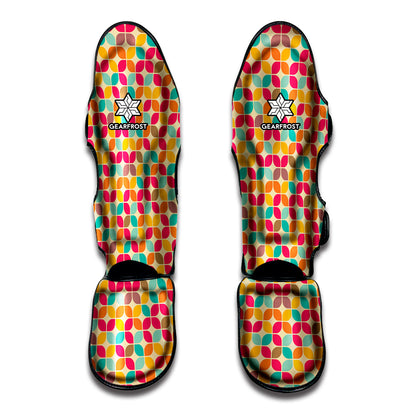 Retro Geometric Rounded Square Print Muay Thai Shin Guard