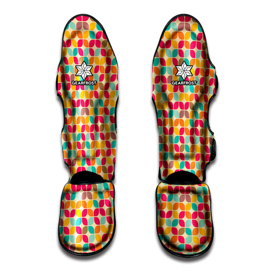 Retro Geometric Rounded Square Print Muay Thai Shin Guard