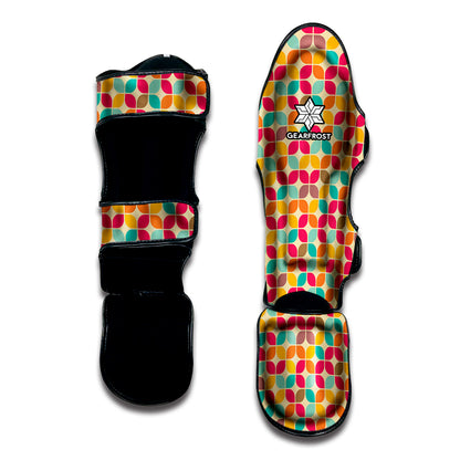 Retro Geometric Rounded Square Print Muay Thai Shin Guard
