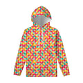 Retro Geometric Rounded Square Print Pullover Hoodie