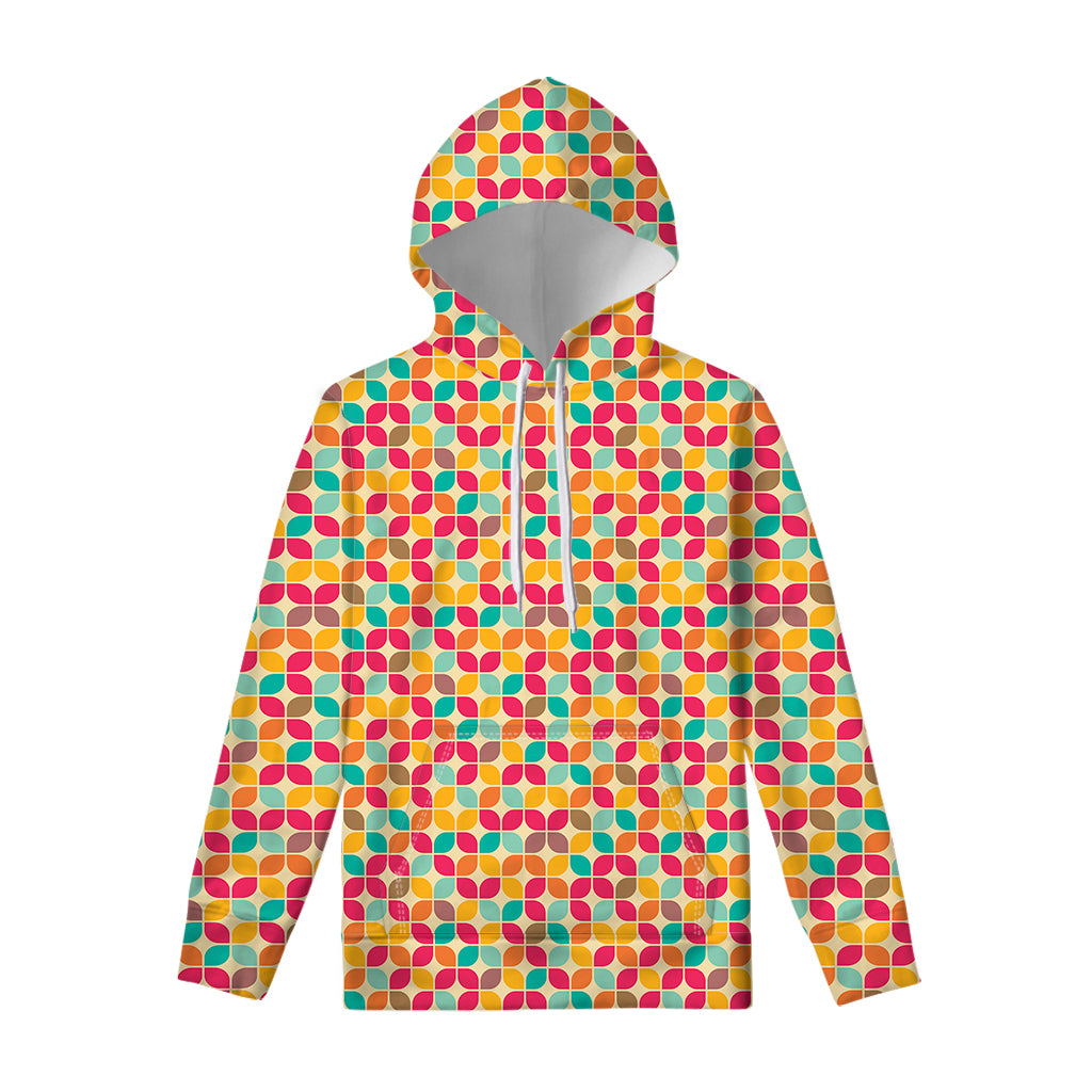 Retro Geometric Rounded Square Print Pullover Hoodie