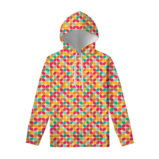 Retro Geometric Rounded Square Print Pullover Hoodie