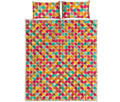 Retro Geometric Rounded Square Print Quilt Bed Set