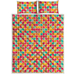 Retro Geometric Rounded Square Print Quilt Bed Set