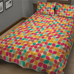 Retro Geometric Rounded Square Print Quilt Bed Set