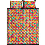 Retro Geometric Rounded Square Print Quilt Bed Set