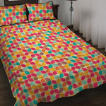 Retro Geometric Rounded Square Print Quilt Bed Set