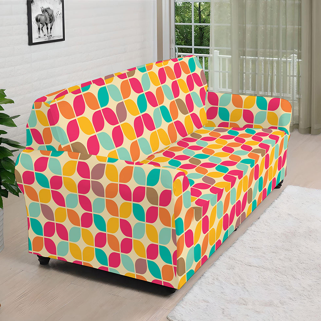 Retro Geometric Rounded Square Print Sofa Cover