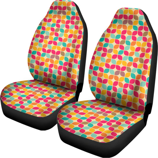 Retro Geometric Rounded Square Print Universal Fit Car Seat Covers