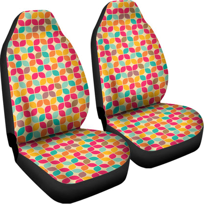 Retro Geometric Rounded Square Print Universal Fit Car Seat Covers