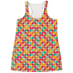 Retro Geometric Rounded Square Print Women's Racerback Tank Top