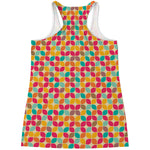 Retro Geometric Rounded Square Print Women's Racerback Tank Top