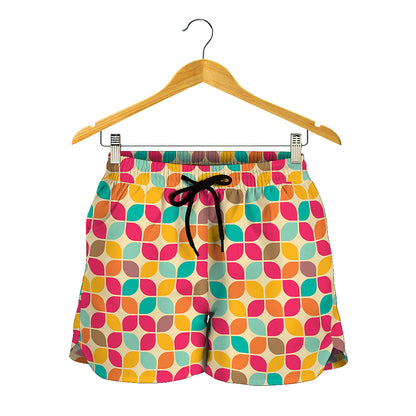 Retro Geometric Rounded Square Print Women's Shorts