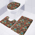Retro Graffiti Pattern Print 3 Piece Bath Mat Set