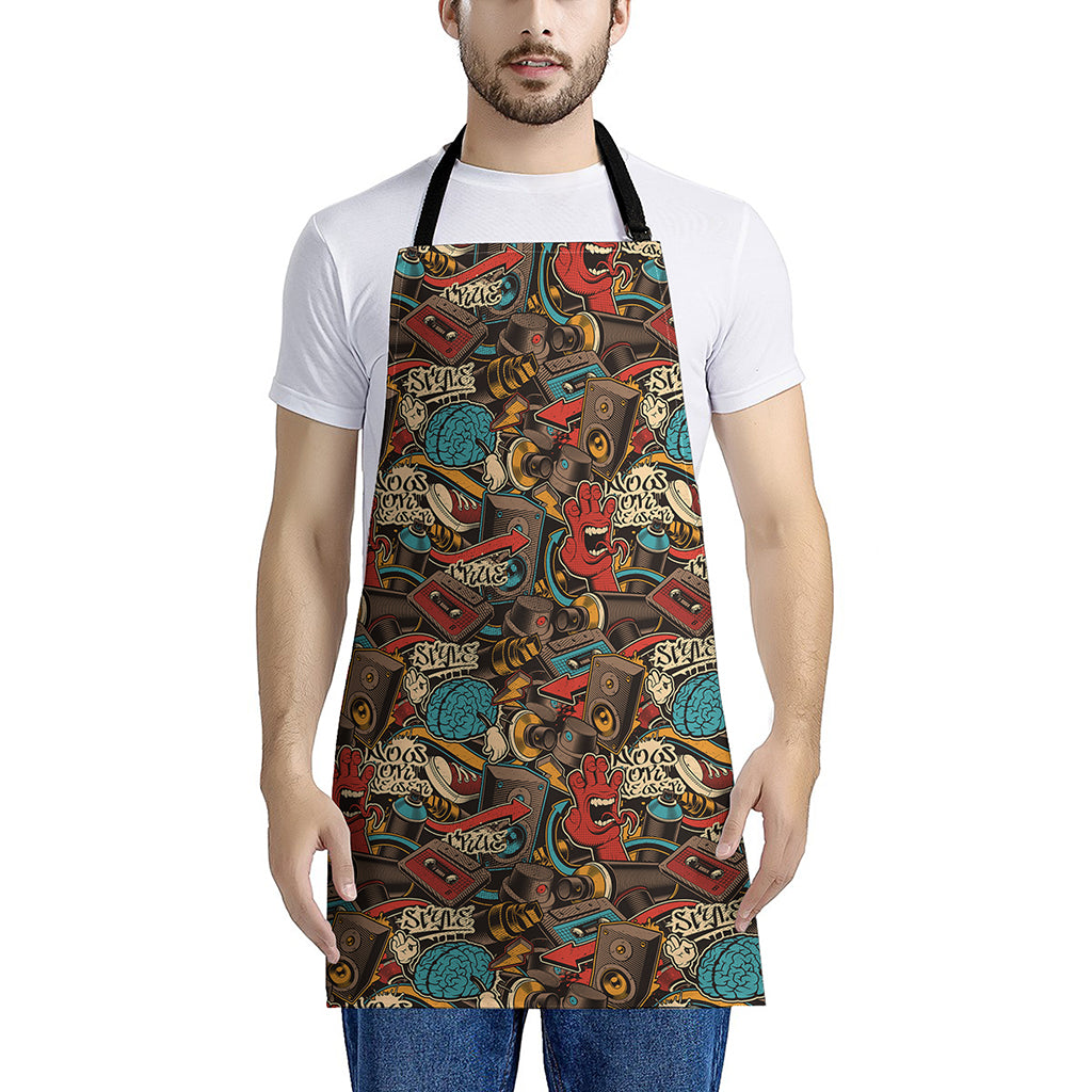 Retro Graffiti Pattern Print Apron