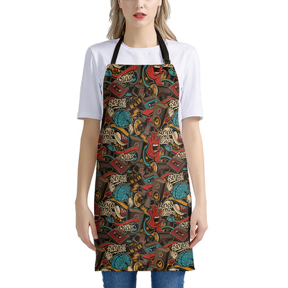 Retro Graffiti Pattern Print Apron