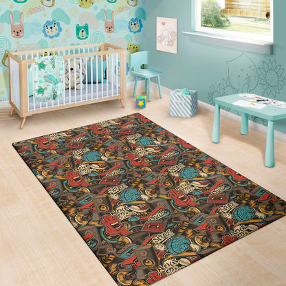 Retro Graffiti Pattern Print Area Rug