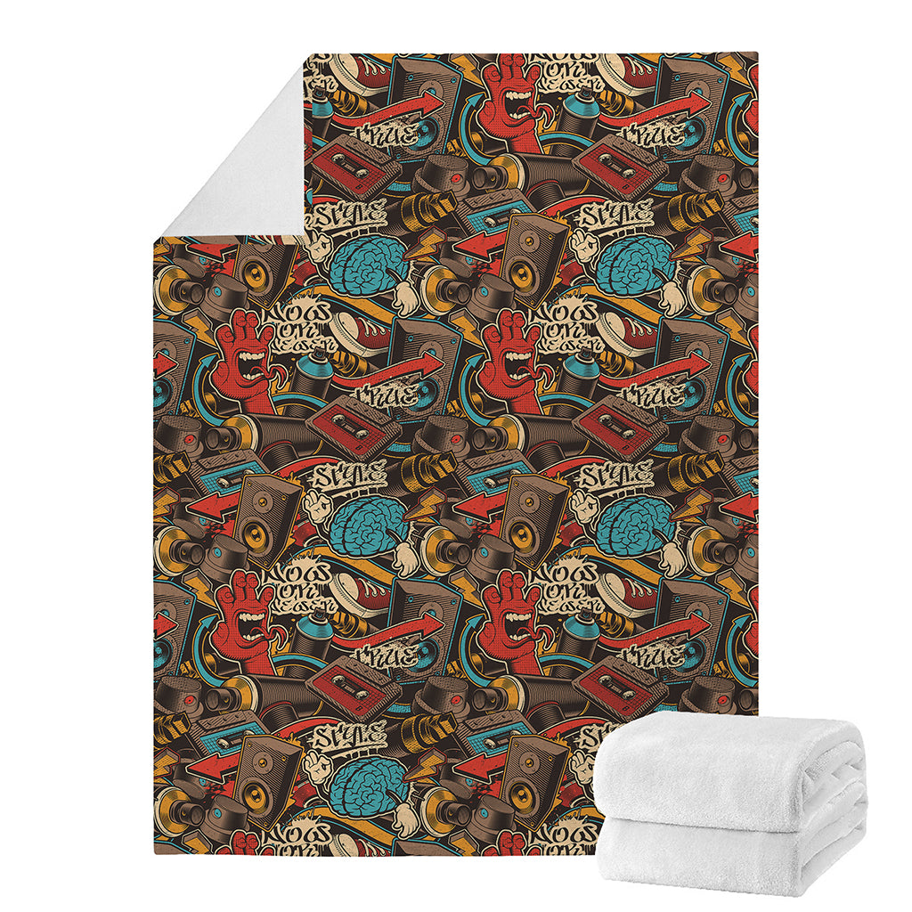 Retro Graffiti Pattern Print Blanket