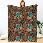 Retro Graffiti Pattern Print Blanket