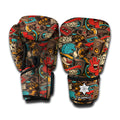Retro Graffiti Pattern Print Boxing Gloves