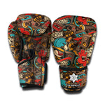 Retro Graffiti Pattern Print Boxing Gloves