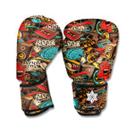 Retro Graffiti Pattern Print Boxing Gloves