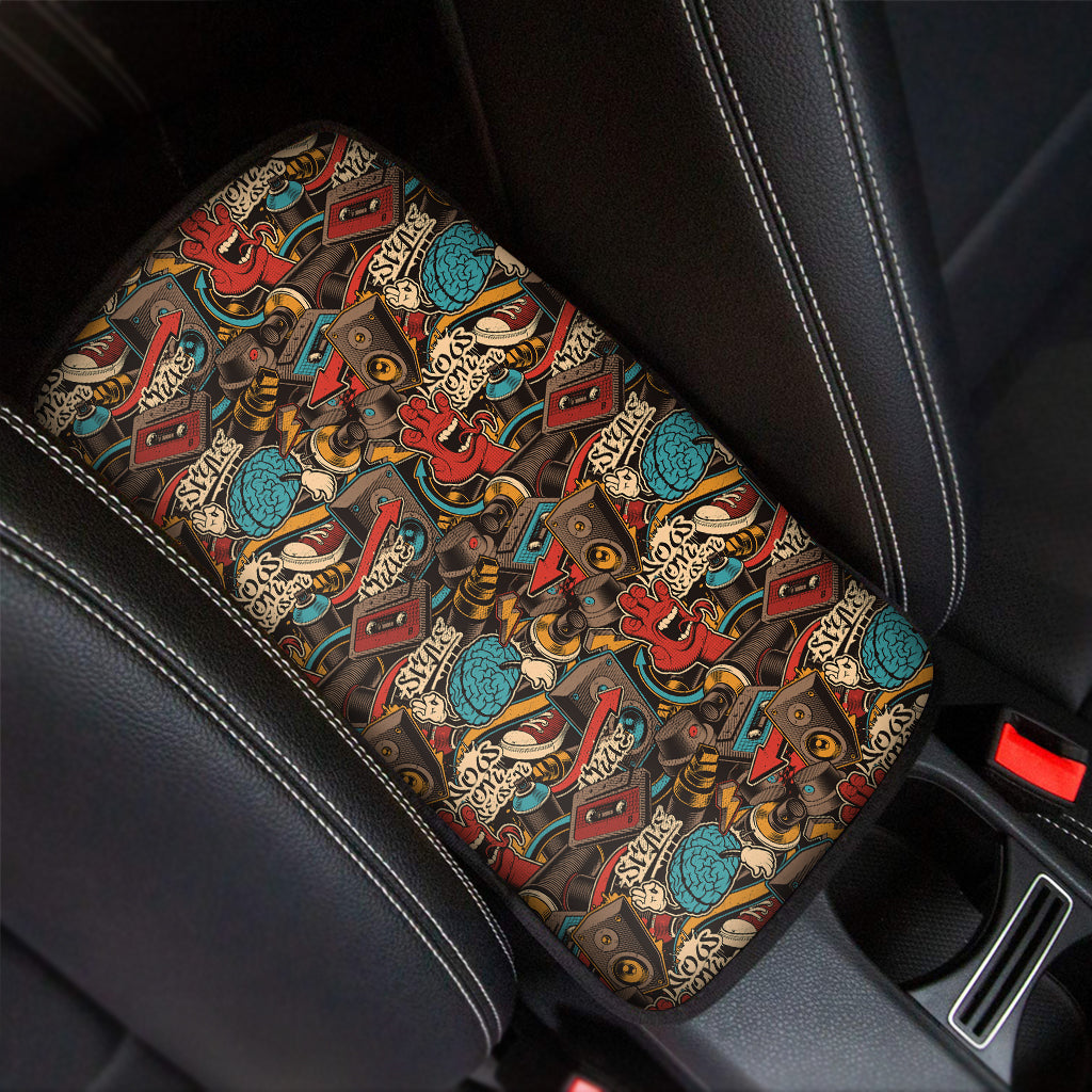 Retro Graffiti Pattern Print Car Center Console Cover