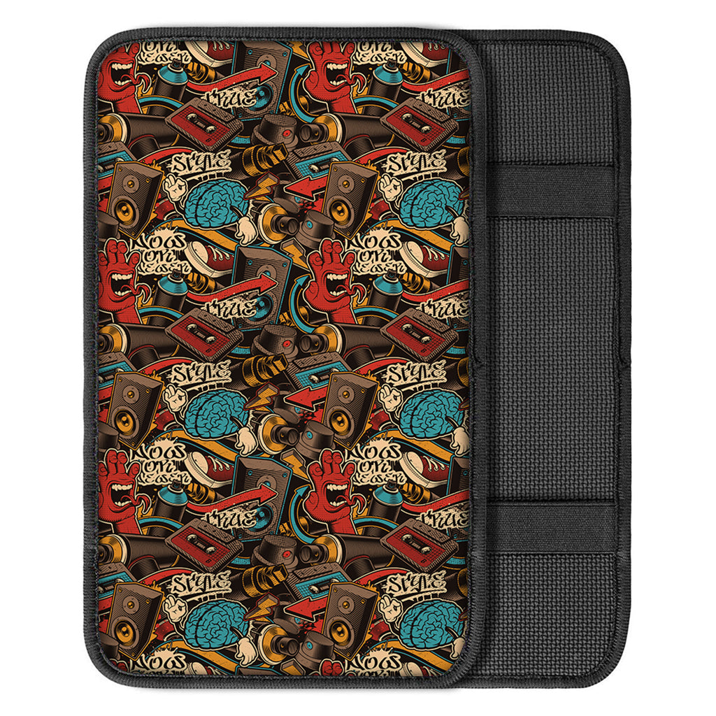 Retro Graffiti Pattern Print Car Center Console Cover