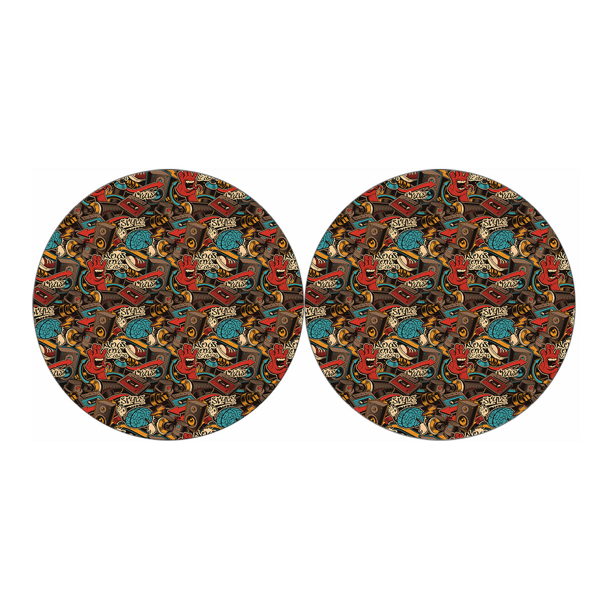 Retro Graffiti Pattern Print Car Coasters